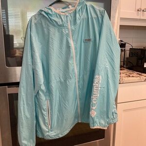 Women’s Columbia rain jacket, light blue, thin summer wear
